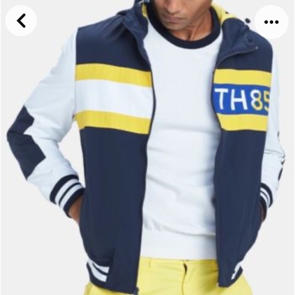Tommy Hillfiger TH85 Bayport Colorblocked Hooded Logo Windbreaker Sz XXL